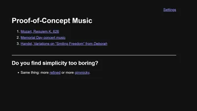 The plain landing page, dark
